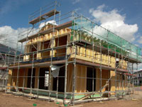 Holzstnder Bauweise - Whrend der Bauphase